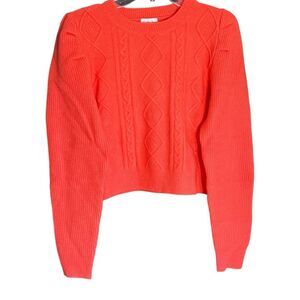 NWT Elegant Vibrant Cable Knit Sweater - Coral, Size Medium